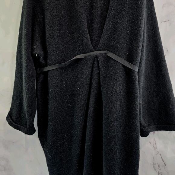 Anthropologie Sweater Womens Large Black Wool Cardigan Vallon Cuffed Ribbon Long - Picture 7 of 16